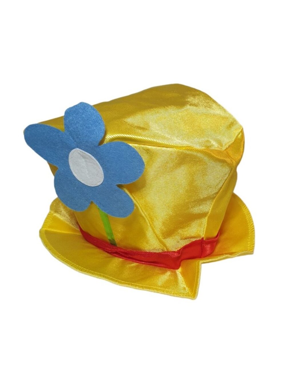 Toddler Clown Costume Top Hat Yellow Satin Blue Flower Red Ribbon Trimmed Design